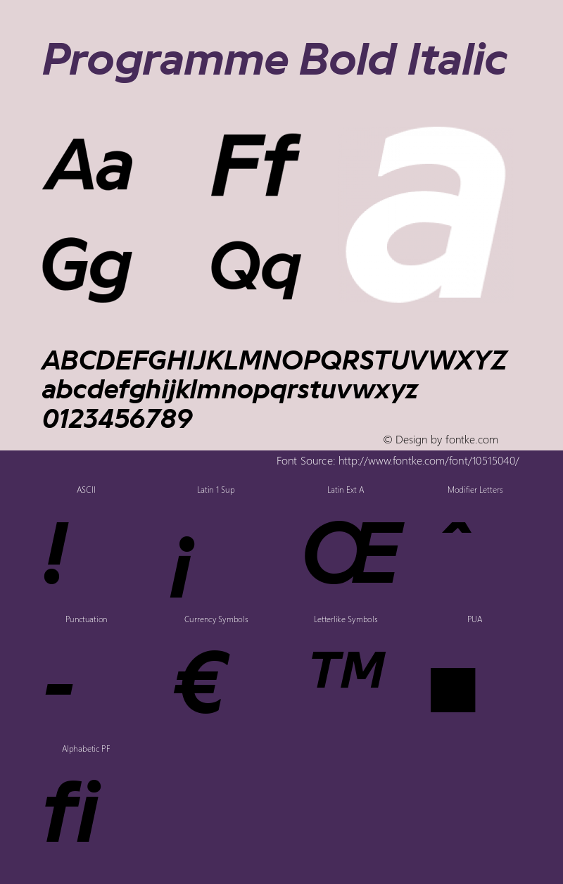 Programme Bold Italic Version 1.000图片样张