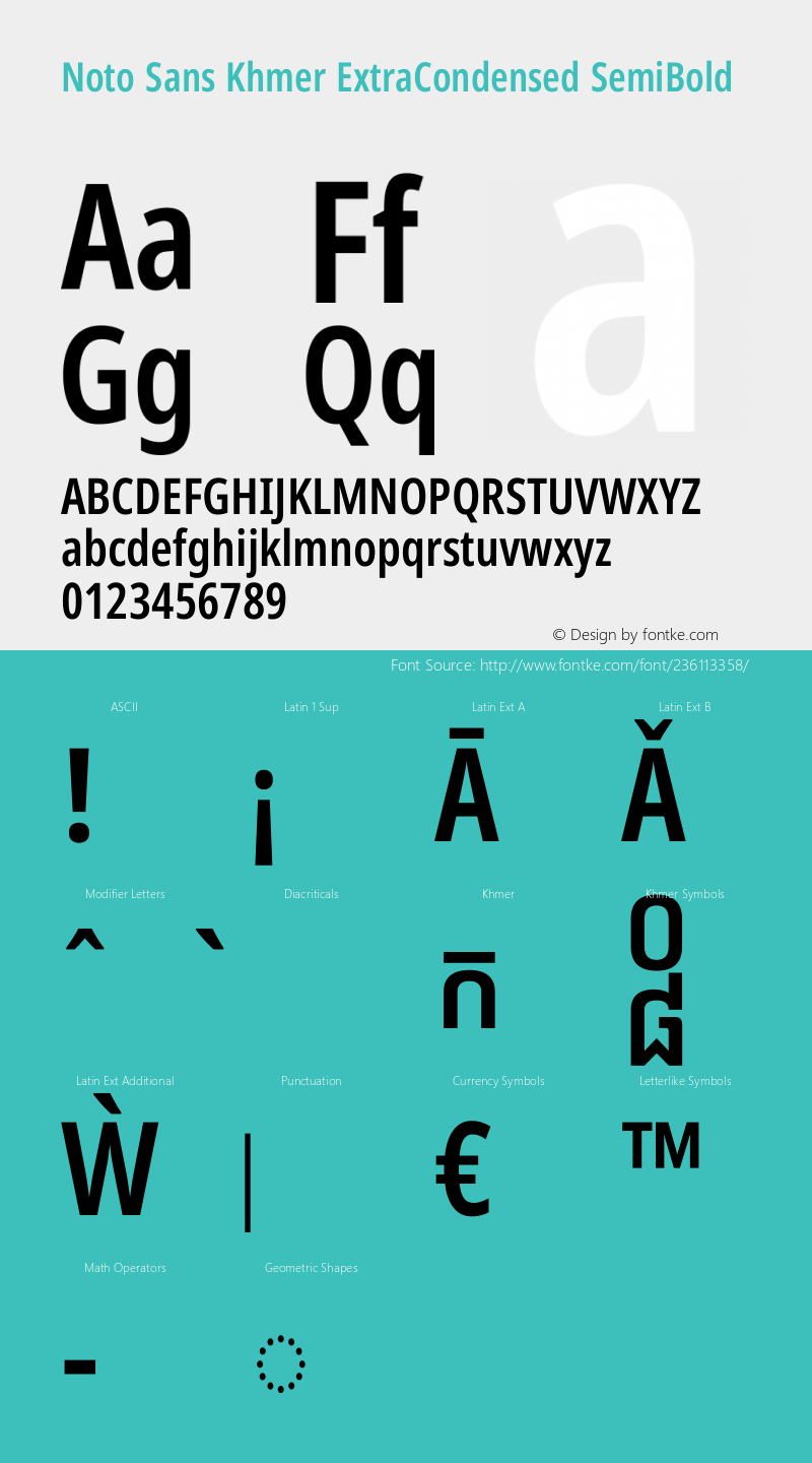 Noto Sans Khmer ExtraCondensed SemiBold Version 2.003图片样张