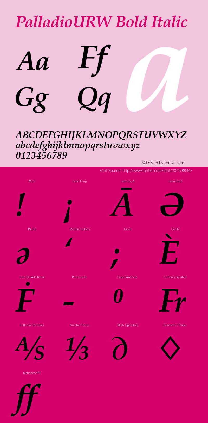 PalladioURW Bold Italic Version 1.00图片样张