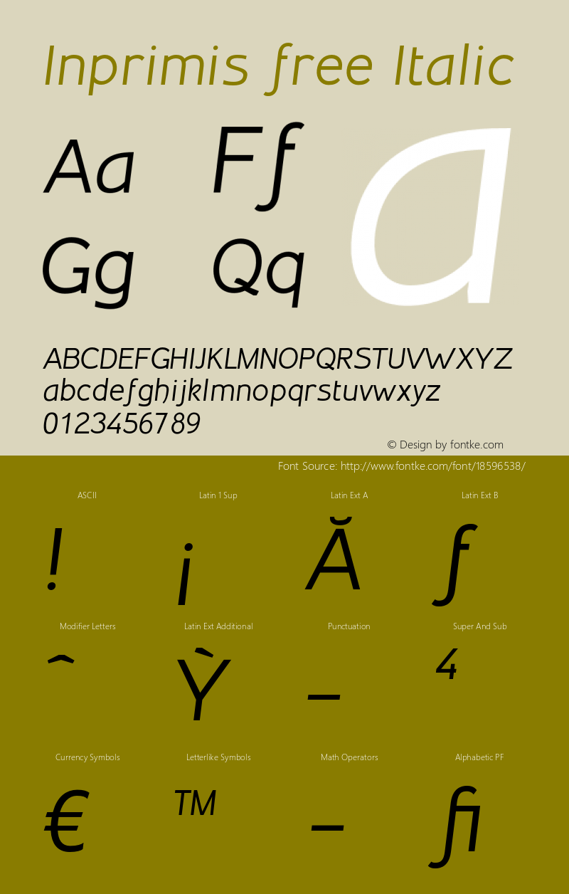 Inprimis free Italic Version 1.126 2016图片样张