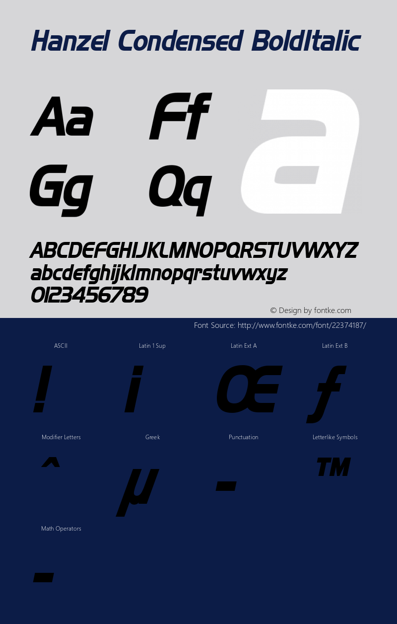 Hanzel Condensed BoldItalic Altsys Fontographer 4.1 1/20/95图片样张