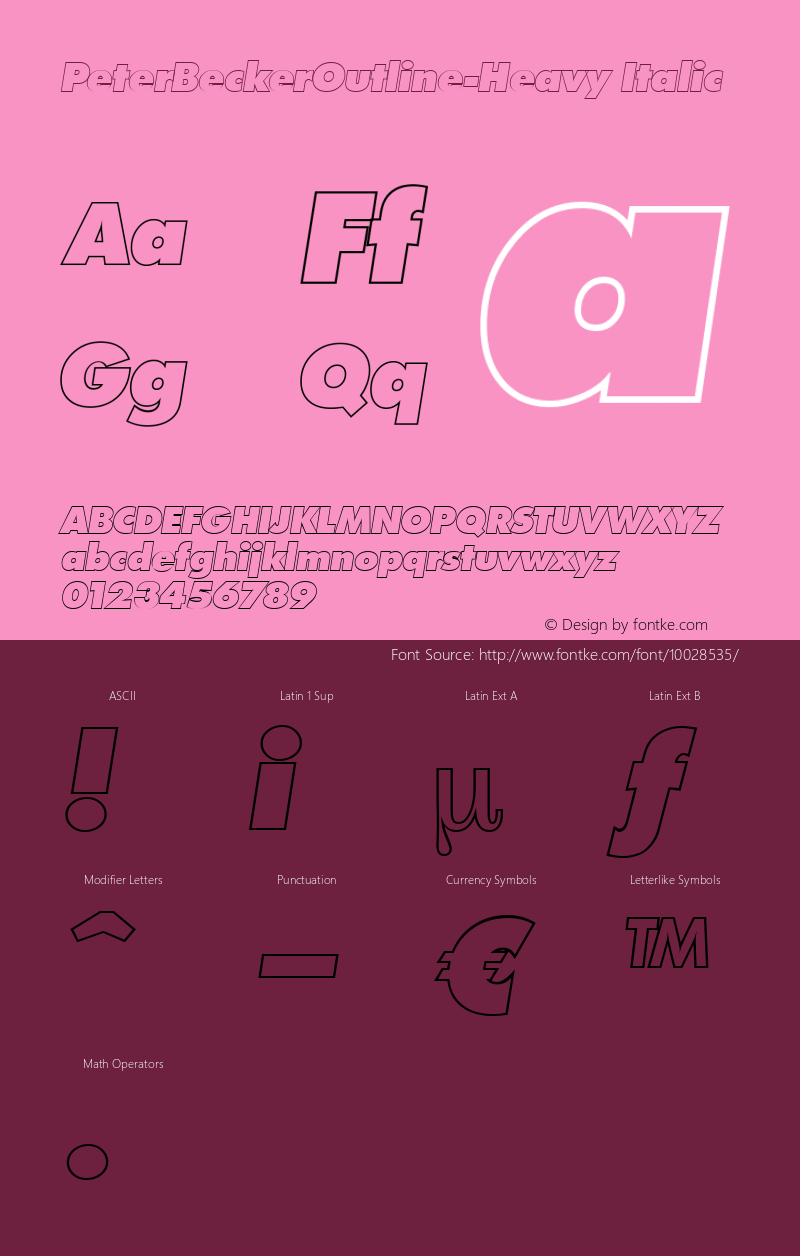 PeterBeckerOutline-Heavy Italic 1.0 Fri May 05 13:45:29 2000图片样张