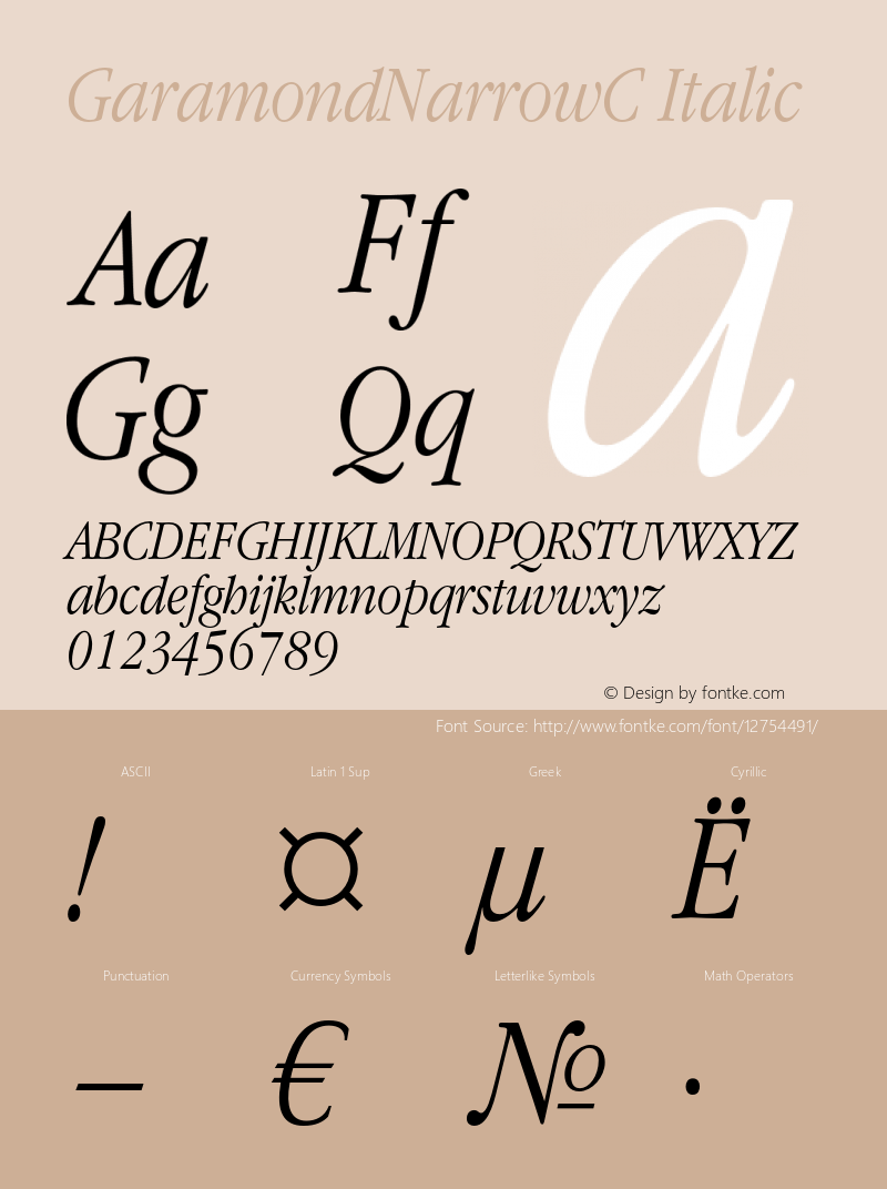 GaramondNarrowC Italic OTF 1.0;PS 001.000;Core 116;AOCW 1.0 161图片样张