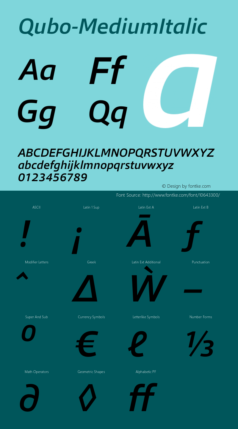 Qubo-MediumItalic ☞ Version 1.000;com.myfonts.easy.hoftype.qubo.medium-italic.wfkit2.version.41bu图片样张