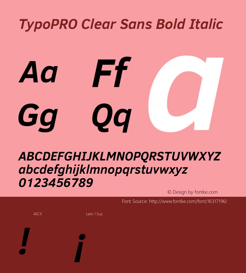 TypoPRO Clear Sans Bold Italic Version 1.00图片样张