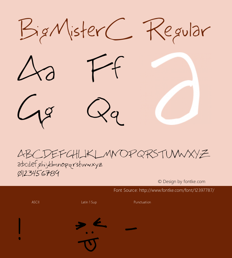 BigMisterC Regular Macromedia Fontographer 4.1 6/04/99图片样张