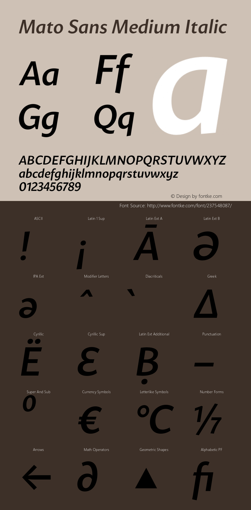 Mato Sans Medium Italic Version 1.001;PS 001.001;hotconv 1.0.88;makeotf.lib2.5.64775图片样张