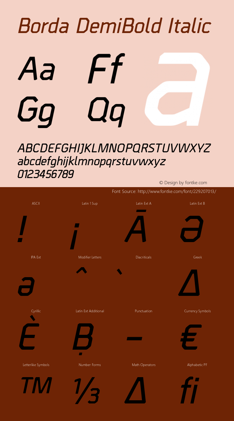 Borda DemiBold Italic Version 001.004 January 2020图片样张
