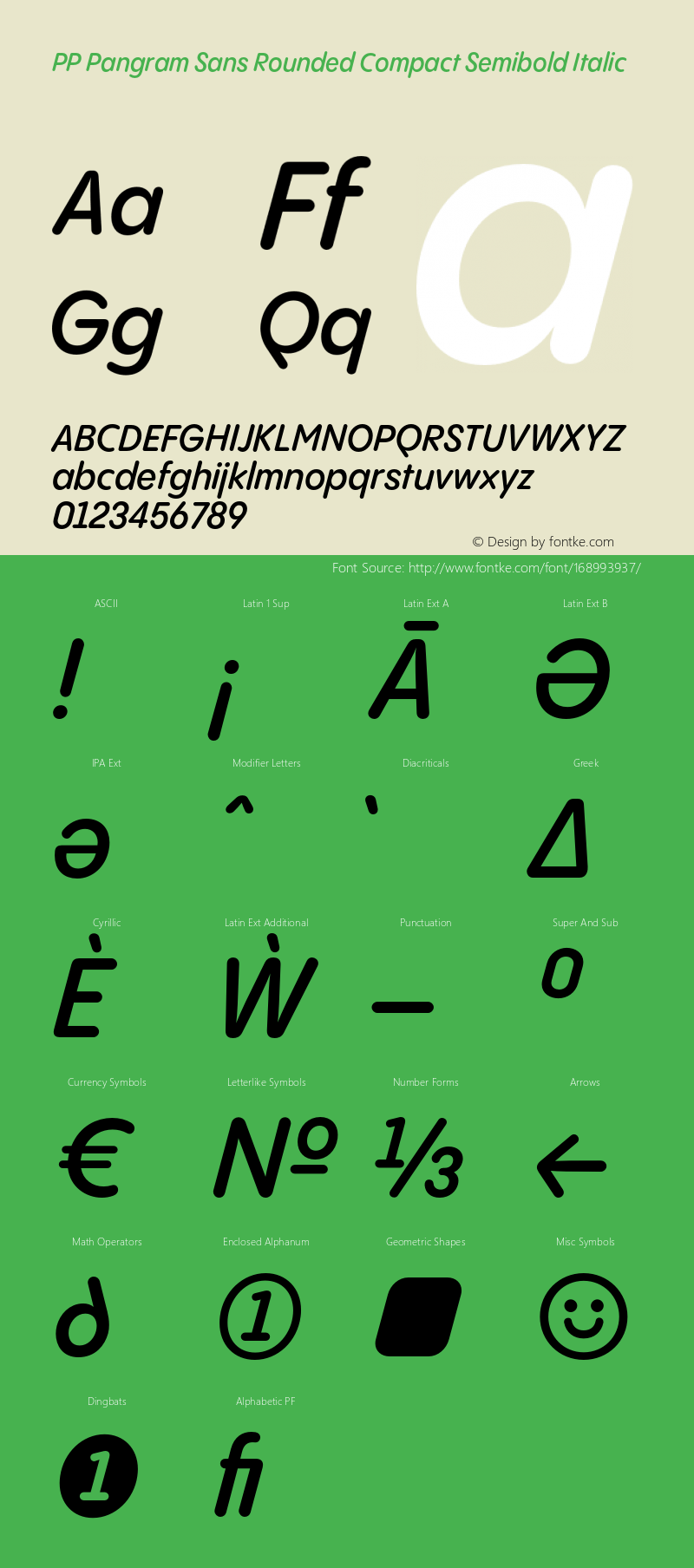 PP Pangram Sans Rounded Compact Semibold Italic Version 1.100 | FøM fixed图片样张