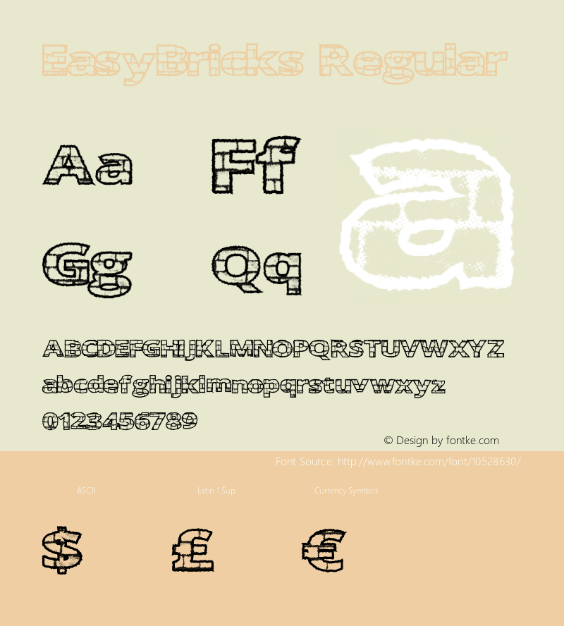 EasyBricks Regular Version 1.00 November 26, 2013, initial release图片样张
