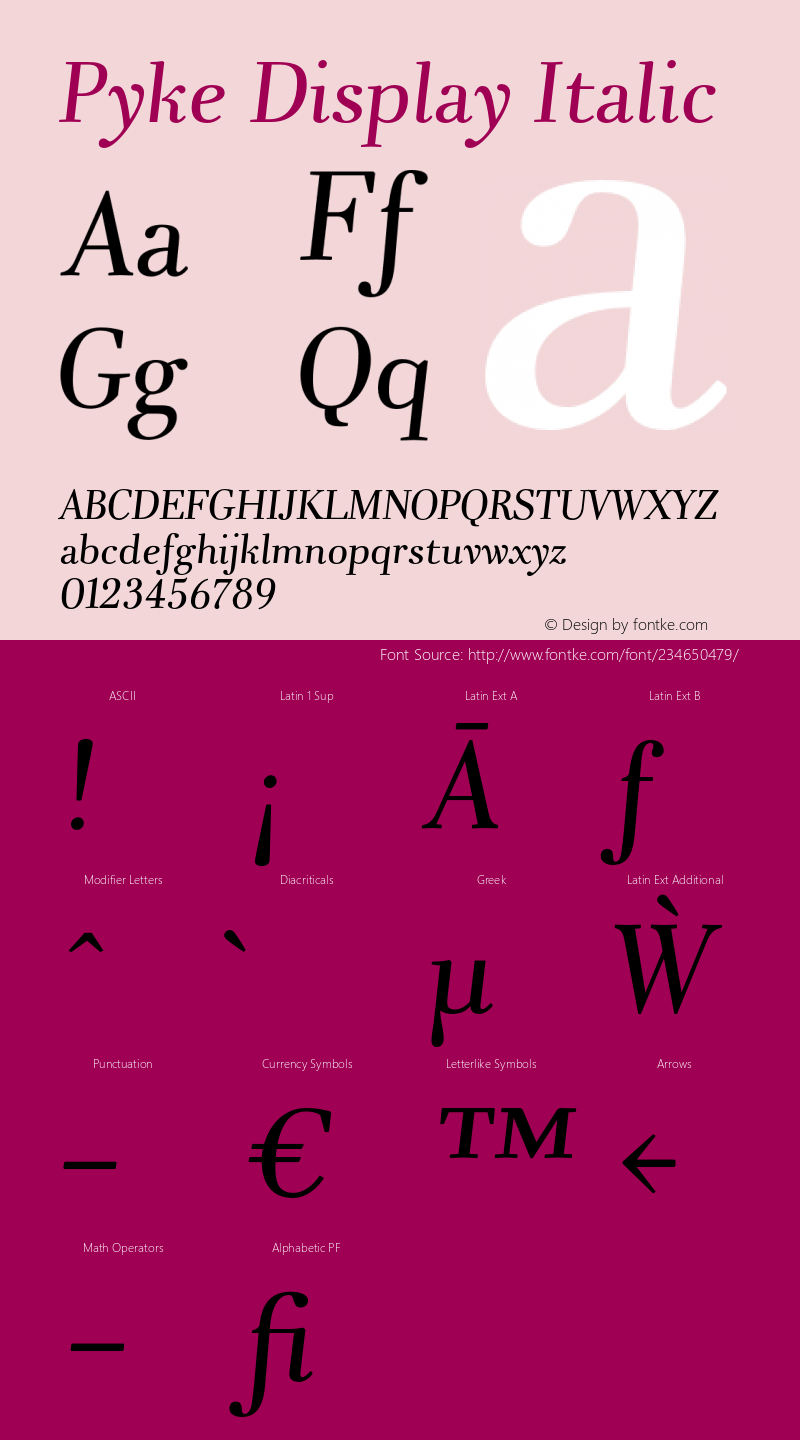 Pyke Display Italic Version 001.001 February 2021图片样张