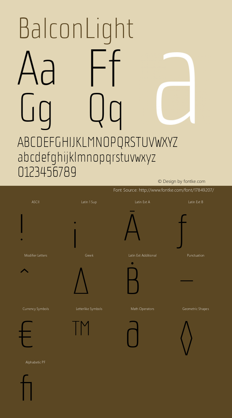 BalconLight ☞ Version 1.000;com.myfonts.easy.tdf.balcon.light.wfkit2.version.4hdc图片样张