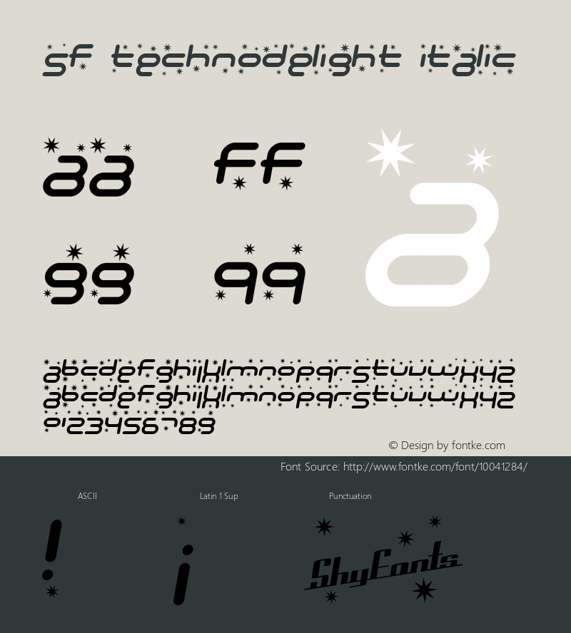 SF Technodelight Italic 1.0图片样张