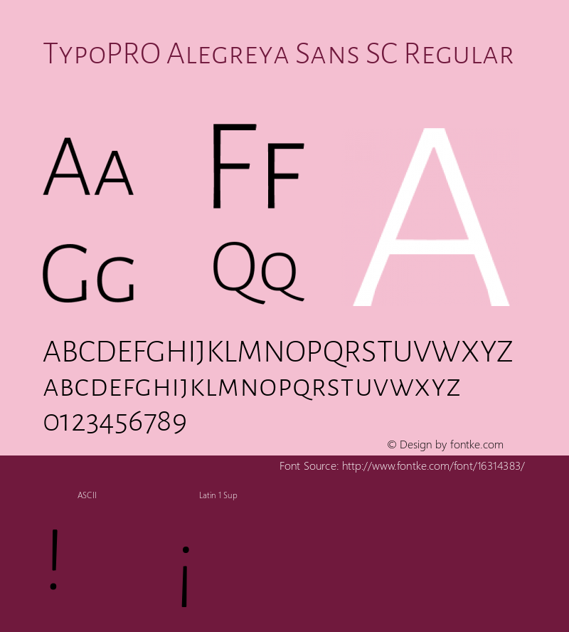 TypoPRO Alegreya Sans SC Regular Version 1.000;PS 001.000;hotconv 1.0.70;makeotf.lib2.5.58329 DEVELOPMENT图片样张