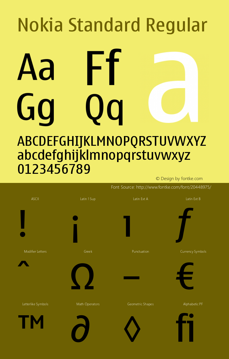 NokiaStandard-Regular Version 001.001; t1 to otf conv图片样张