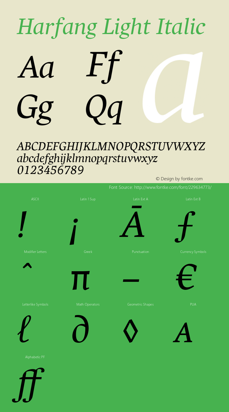 Harfang Light Italic Version 2.000图片样张