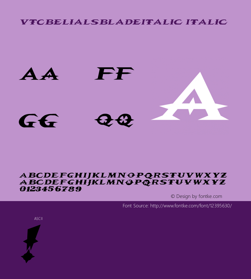 VTCBelialsBladeItalic Italic 1999; 1.0, initial release图片样张