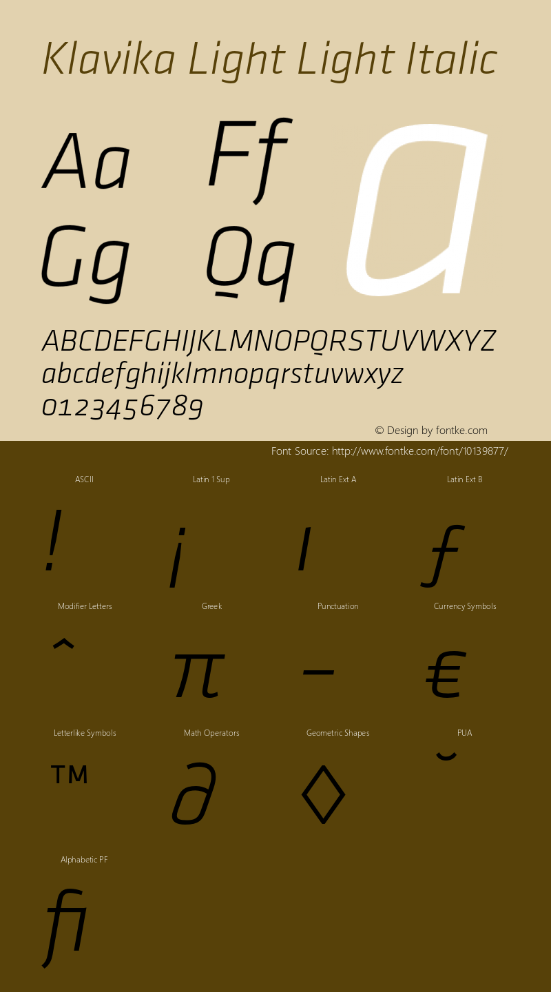 Klavika Light Light Italic 001.000图片样张