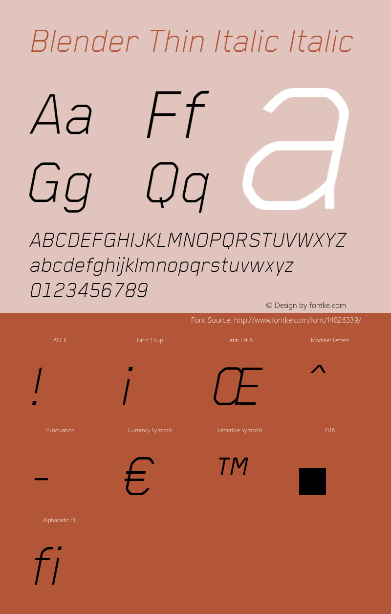 Blender Thin Italic Italic Version 3.007 2012图片样张