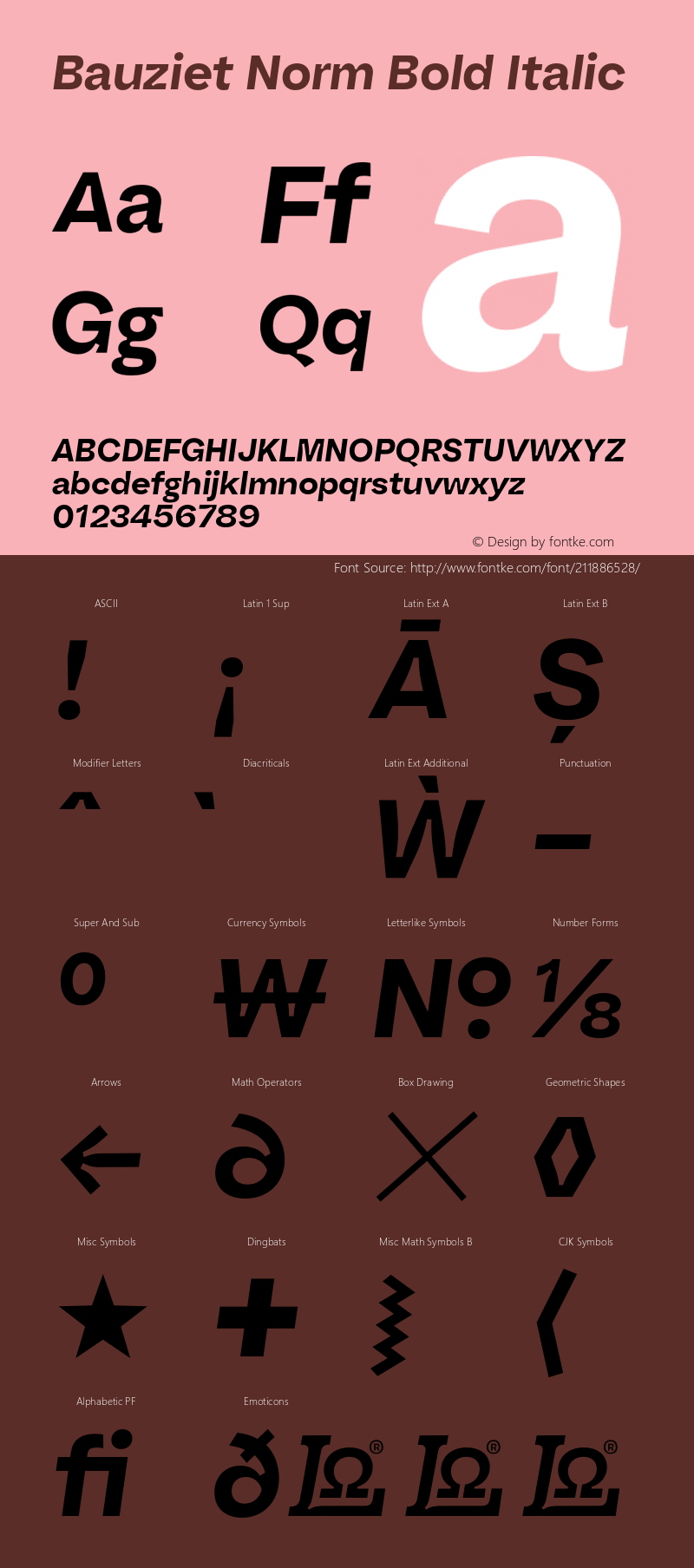 Bauziet Norm Bold Italic Version 1.000;hotconv 1.0.109;makeotfexe 2.5.65596图片样张