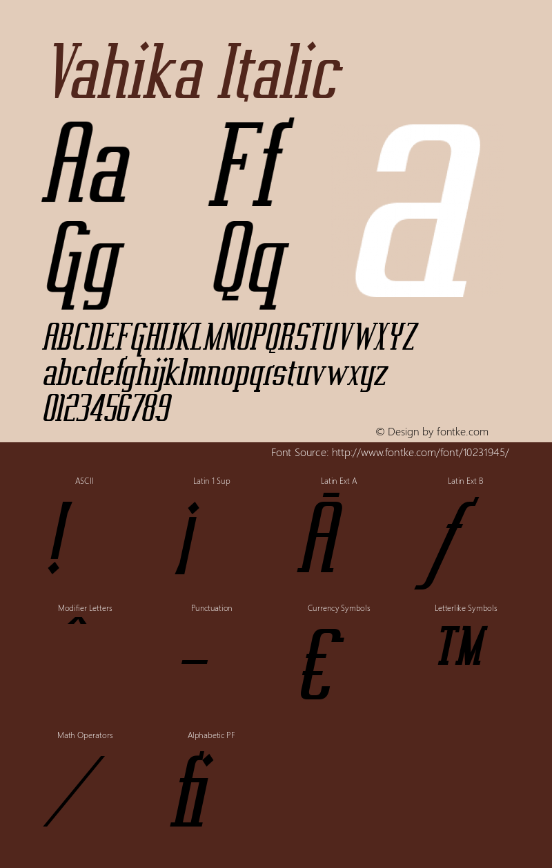 Vahika Italic Version 2.000 2004图片样张