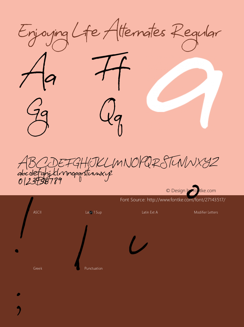 Enjoying Life Alternates Version 1.00;May 14, 2018;FontCreator 11.5.0.2427 64-bit图片样张