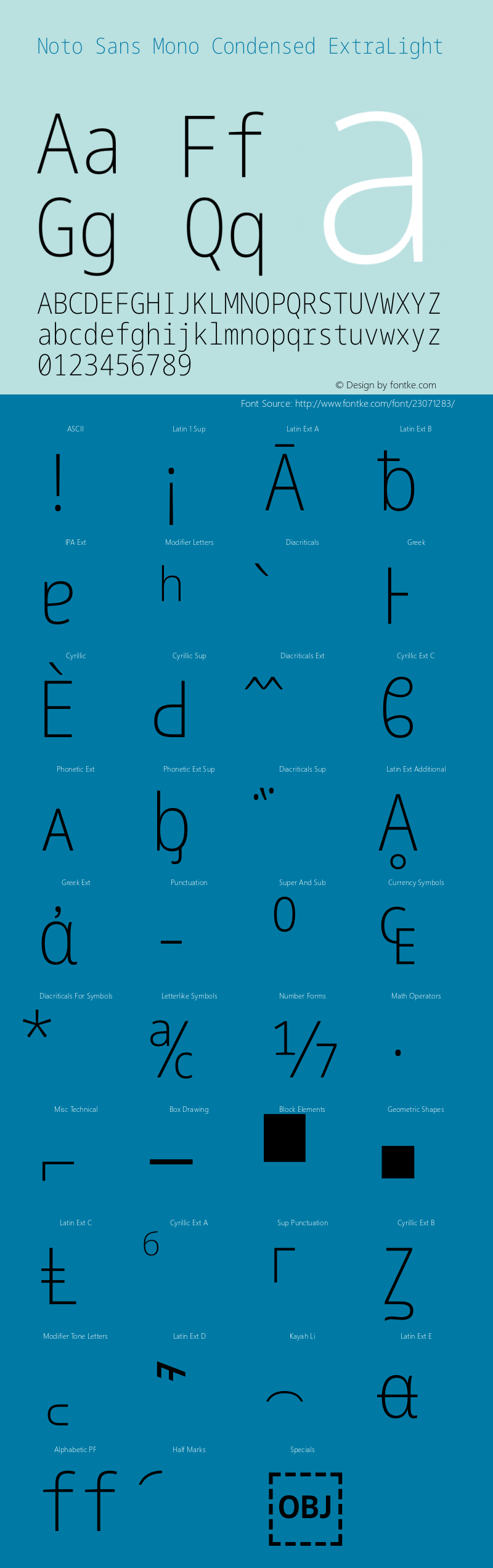 Noto Sans Mono Condensed ExtraLight Version 1.901图片样张