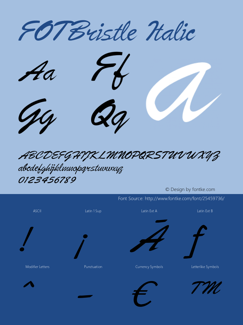 FOTBristleItalic Version 1.500图片样张