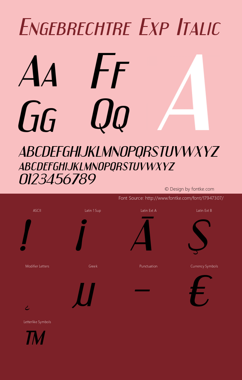 Engebrechtre Exp Italic OTF 3.000;PS 001.001;Core 1.0.29图片样张