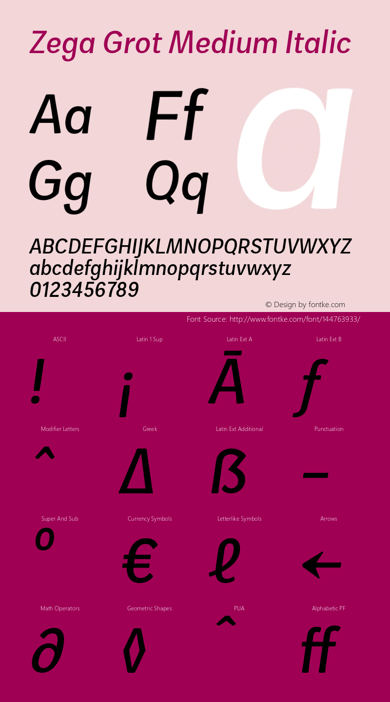 ZegaGrot-MediumItalic Version 1.000图片样张