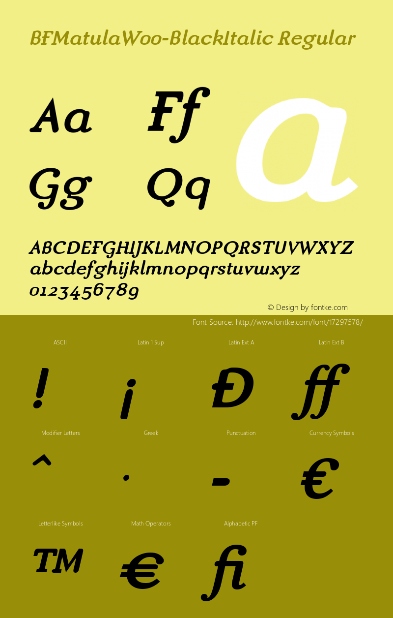 BFMatulaW00-BlackItalic Regular Version 1.00图片样张