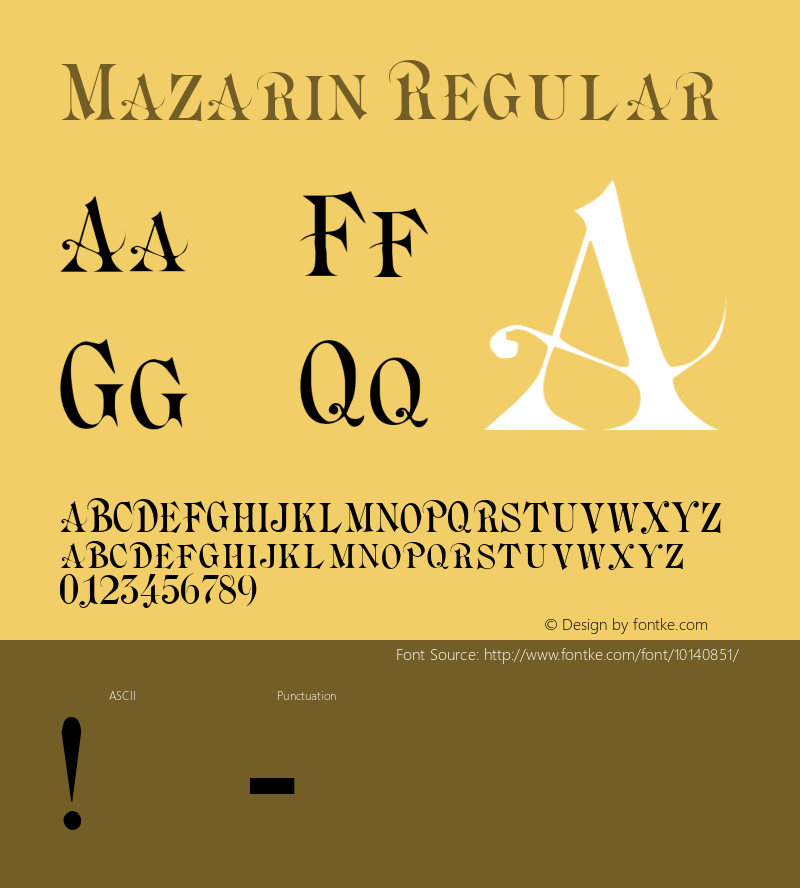 Mazarin Regular Macromedia Fontographer 4.1 26/04/2005图片样张