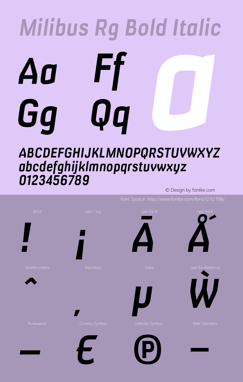 Milibus Rg Bold Italic OTF 1.200;PS 001.001;Core 1.0.29图片样张