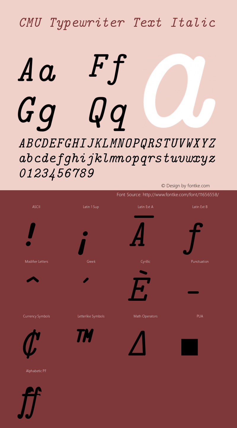 CMU Typewriter Text Italic Version 0.7.0图片样张