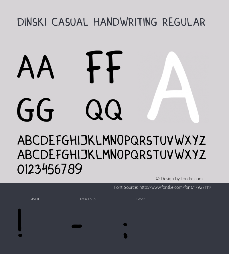 DINSKI CASUAL HANDWRITING Regular Version 1.00 November 30, 2008, initial release图片样张