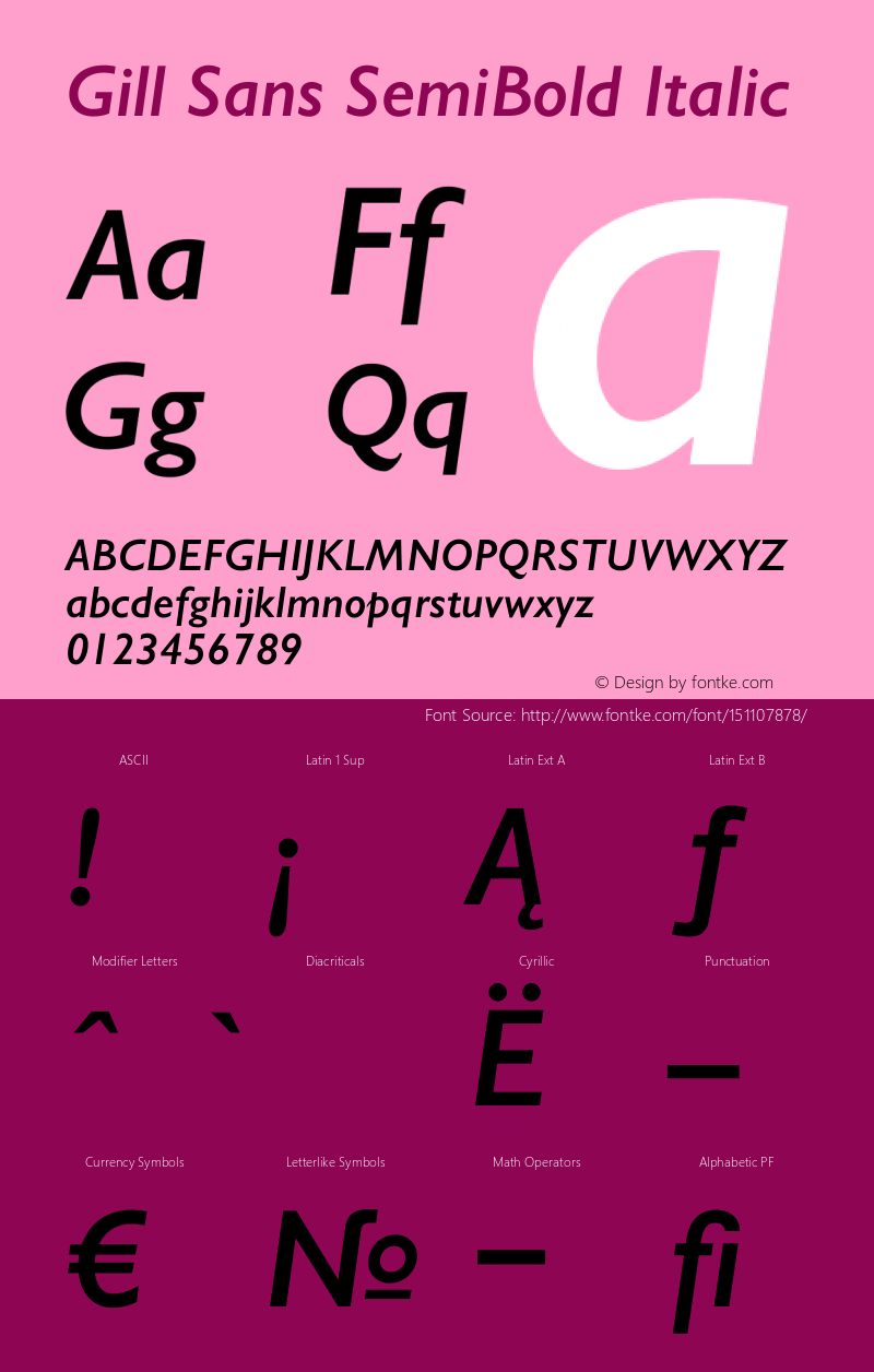 Gill Sans SemiBold Italic 13.0d1e4图片样张