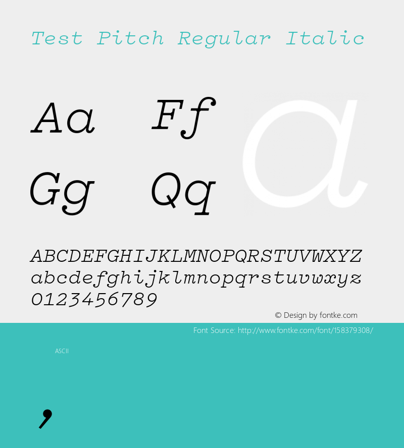 Test Pitch Regular Italic Version 1.002;PS 1.0;hotconv 16.6.51;makeotf.lib2.5.65220图片样张