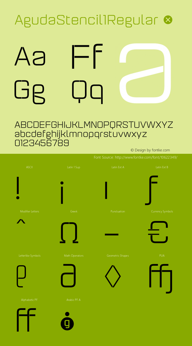 AgudaStencil1Regular ☞ Version 001.001 ;com.myfonts.easy.graviton.aguda-stencil.stencil-1-regular.wfkit2.version.4gUX图片样张