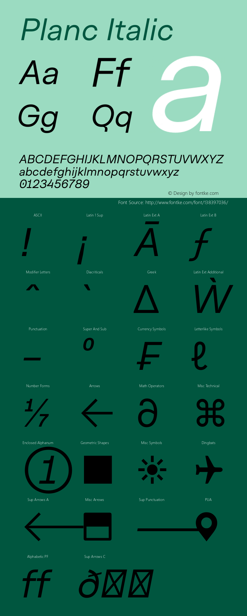 Planc Italic Version 1.000; wf-rip图片样张