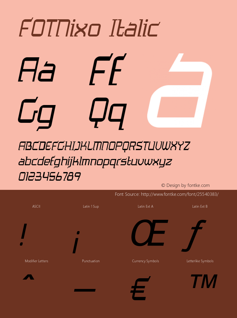 FOTNixo-Italic Version 1.000图片样张