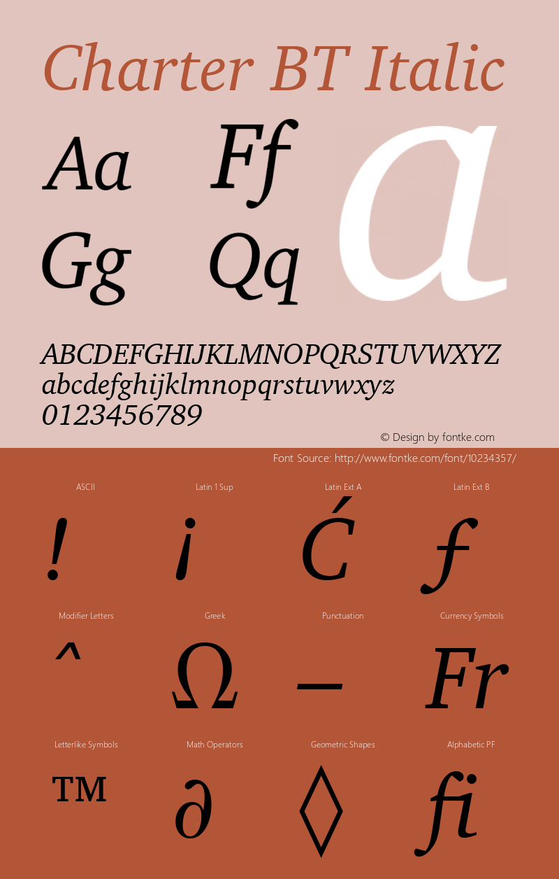 Charter BT Italic Version 1.01 emb4-OT图片样张