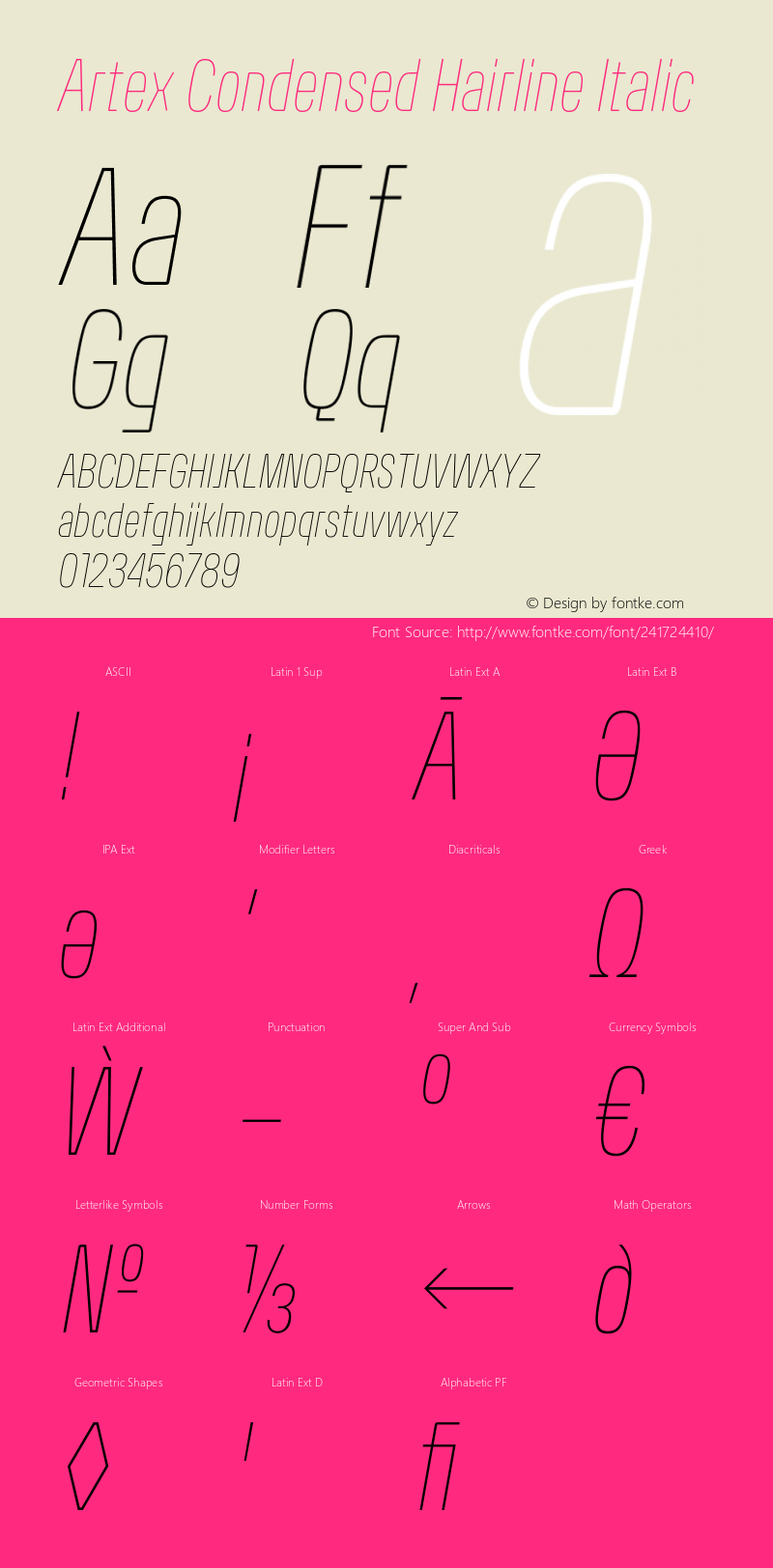 Artex Condensed Hairline Italic Version 1.005图片样张