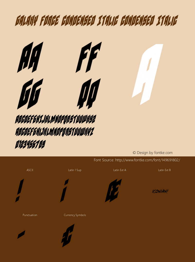 Galaxy Force Condensed Italic Version 1.0; 2014图片样张