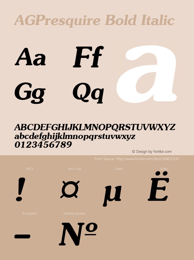 AGPresquire Bold Italic Version 1.000图片样张