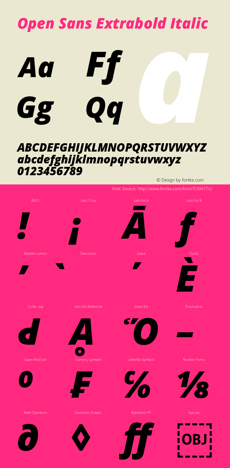 Open Sans Extrabold Italic Version 1.10图片样张