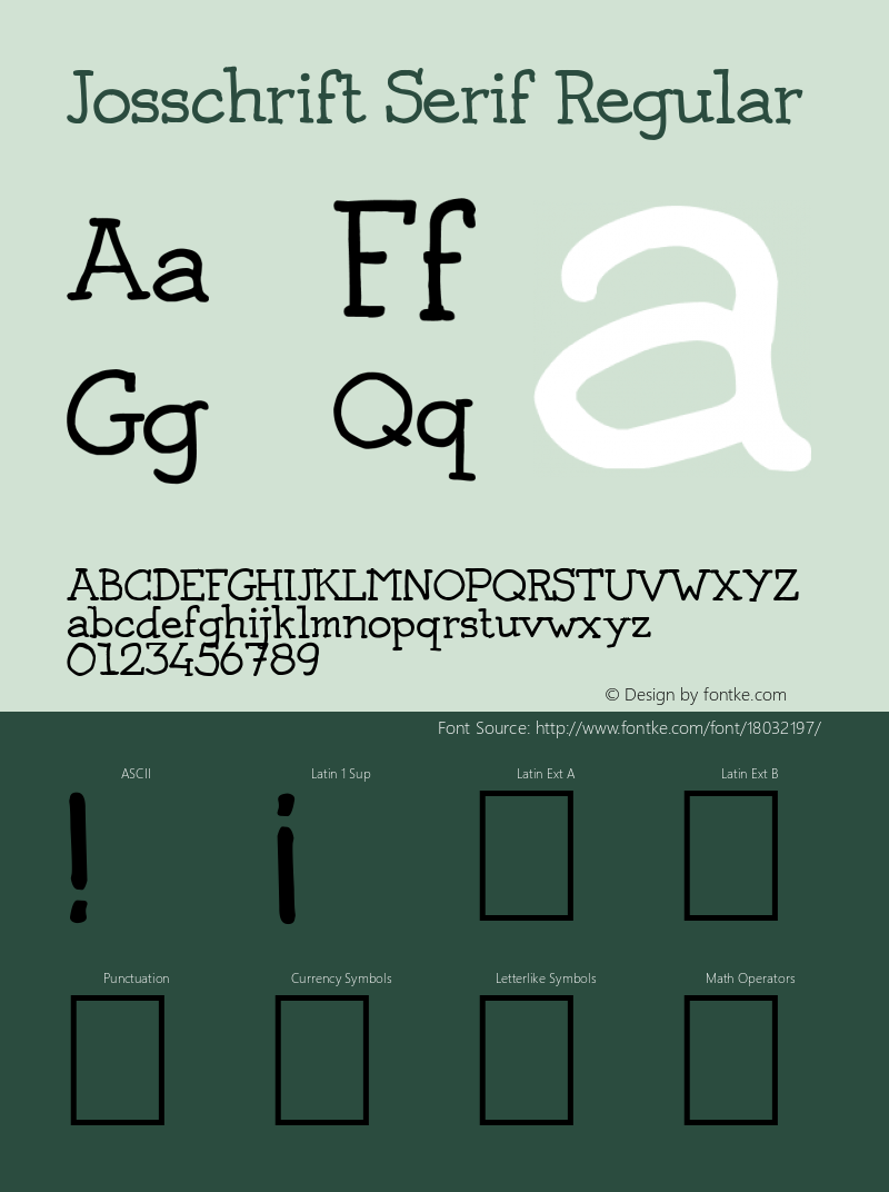 Josschrift Serif Regular Version 1.00 June, 2009图片样张