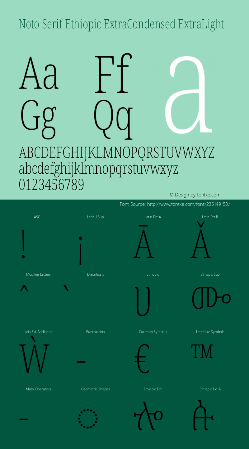 Noto Serif Ethiopic ExtraCondensed ExtraLight Version 2.101图片样张