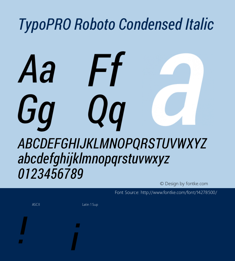 TypoPRO Roboto Condensed Italic Version 1.200311; 2013图片样张