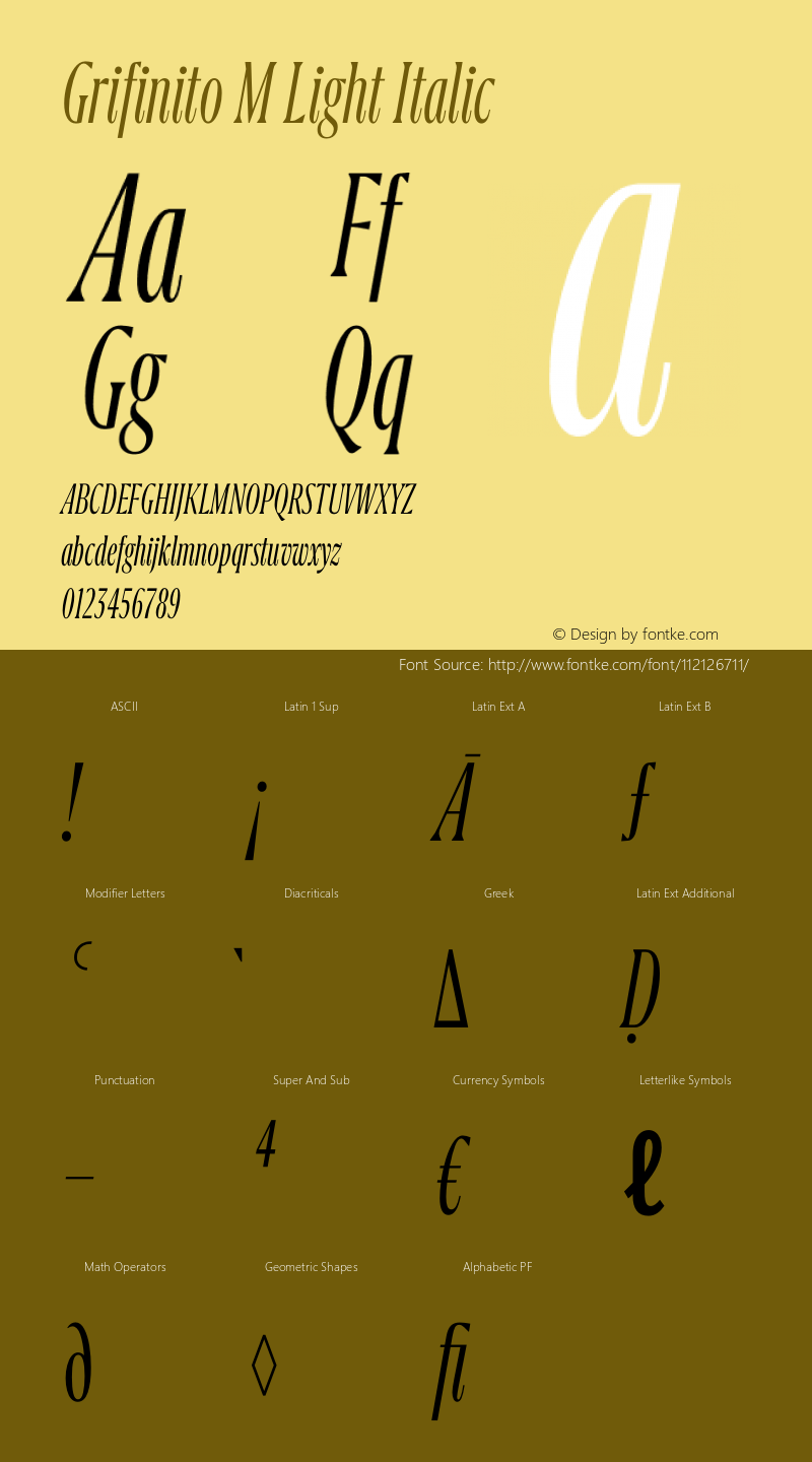 Grifinito M Light Italic Version 2.001图片样张