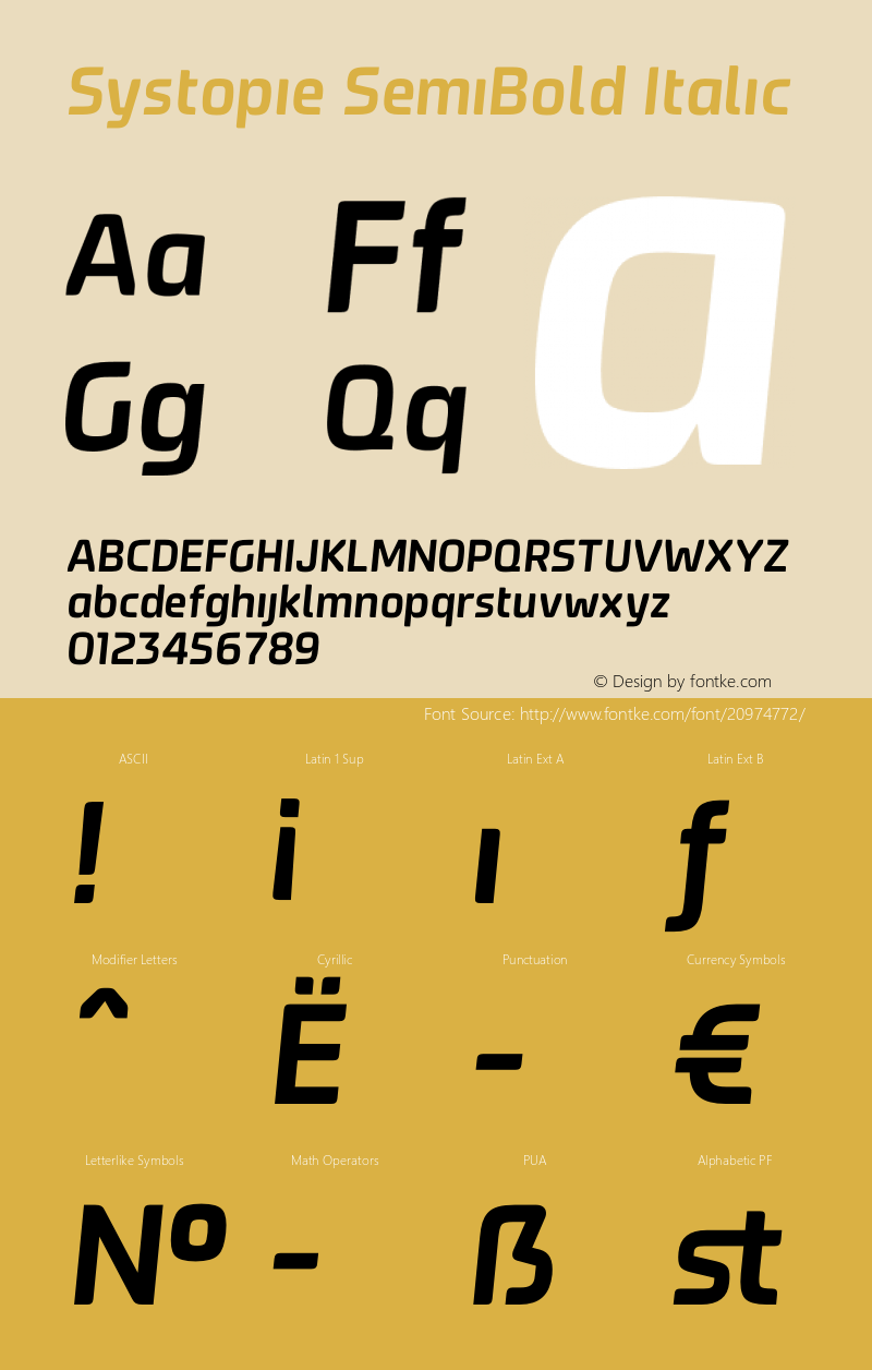 Systopie SemiBold Italic Version 1.001; Fonts for Free; vk.com/fontsforfree图片样张